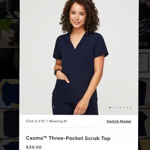 Figs Navy Scrub Top Medium